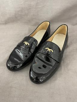 Chanel Mocassins Loafer Black W Size 37.5