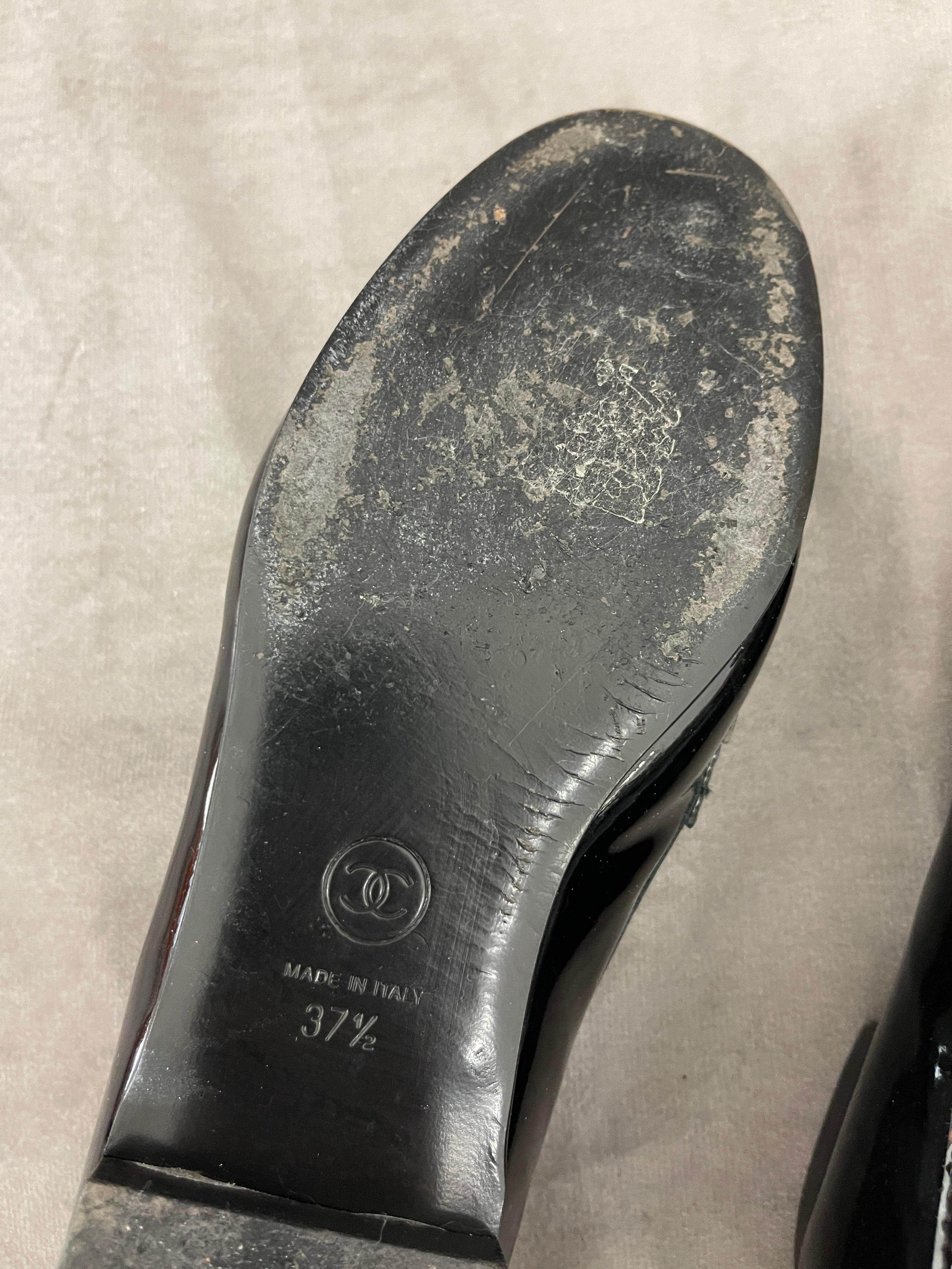 Chanel Mocassins Loafer Black W Size 37.5