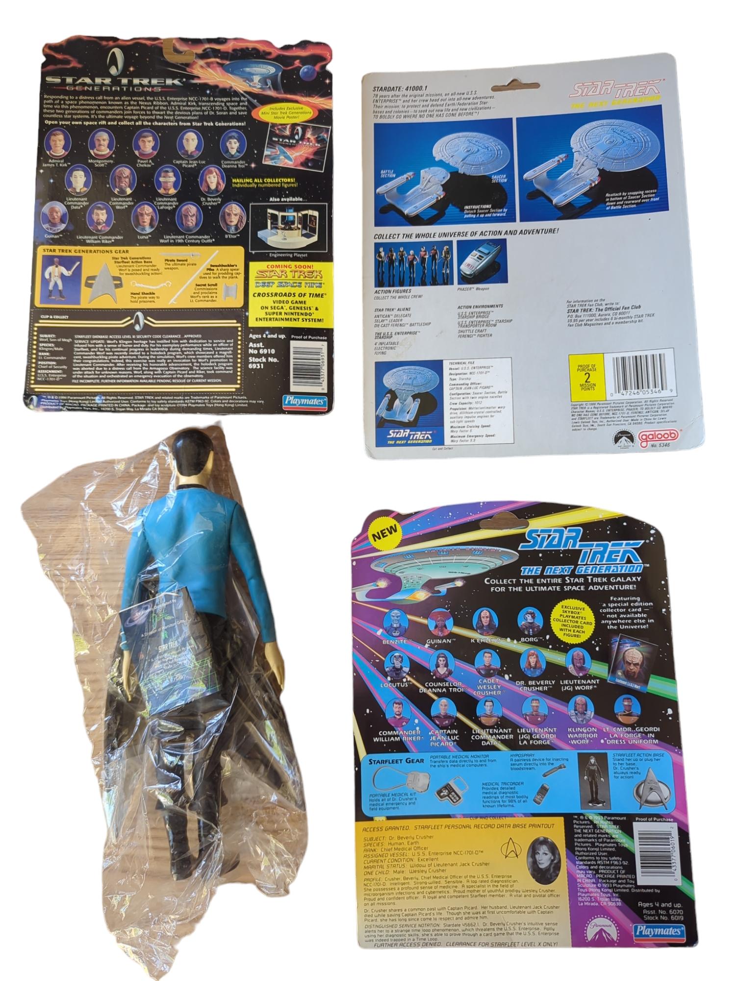 Assorted Star Trek action figures and die-cast Enterprise