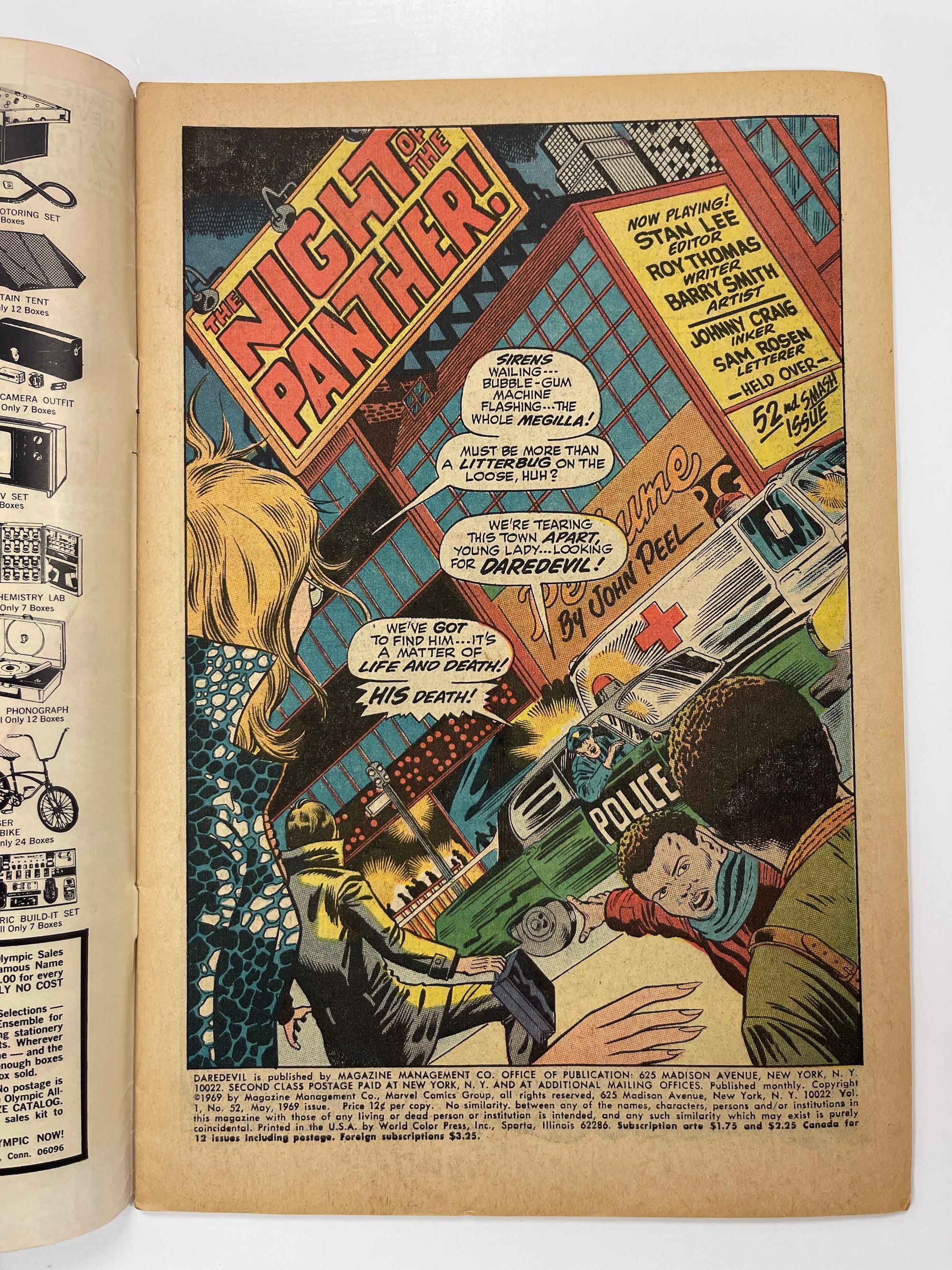 DAREDEVIL #52 MARVEL COMICS MAY 1969 BLACK PANTHER VISION YELLOWJACKET