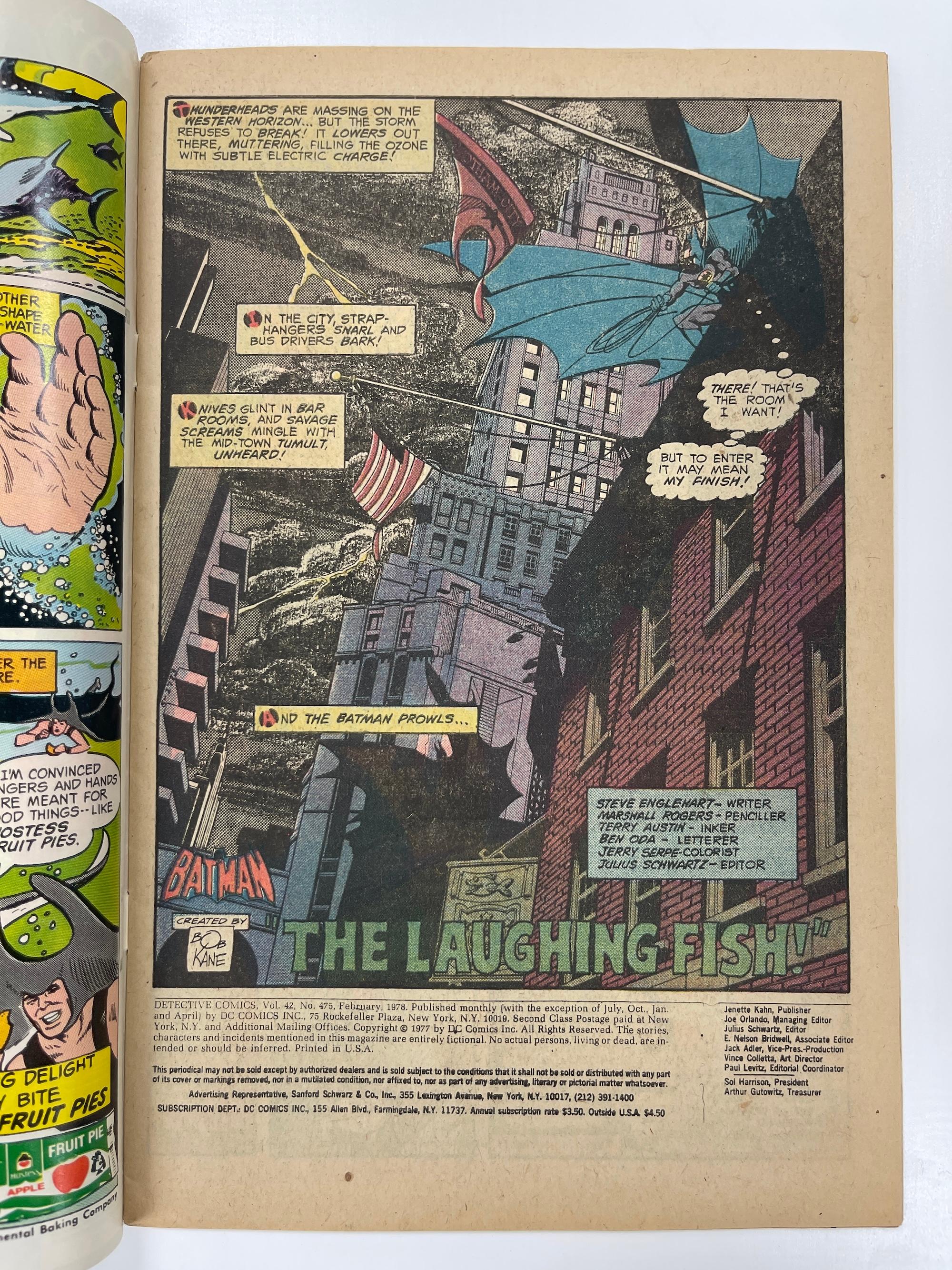 DETECTIVE COMICS # 475 BATMAN-CLASSIC LAUGHING FISH COVER-JOKER'S WEAPON