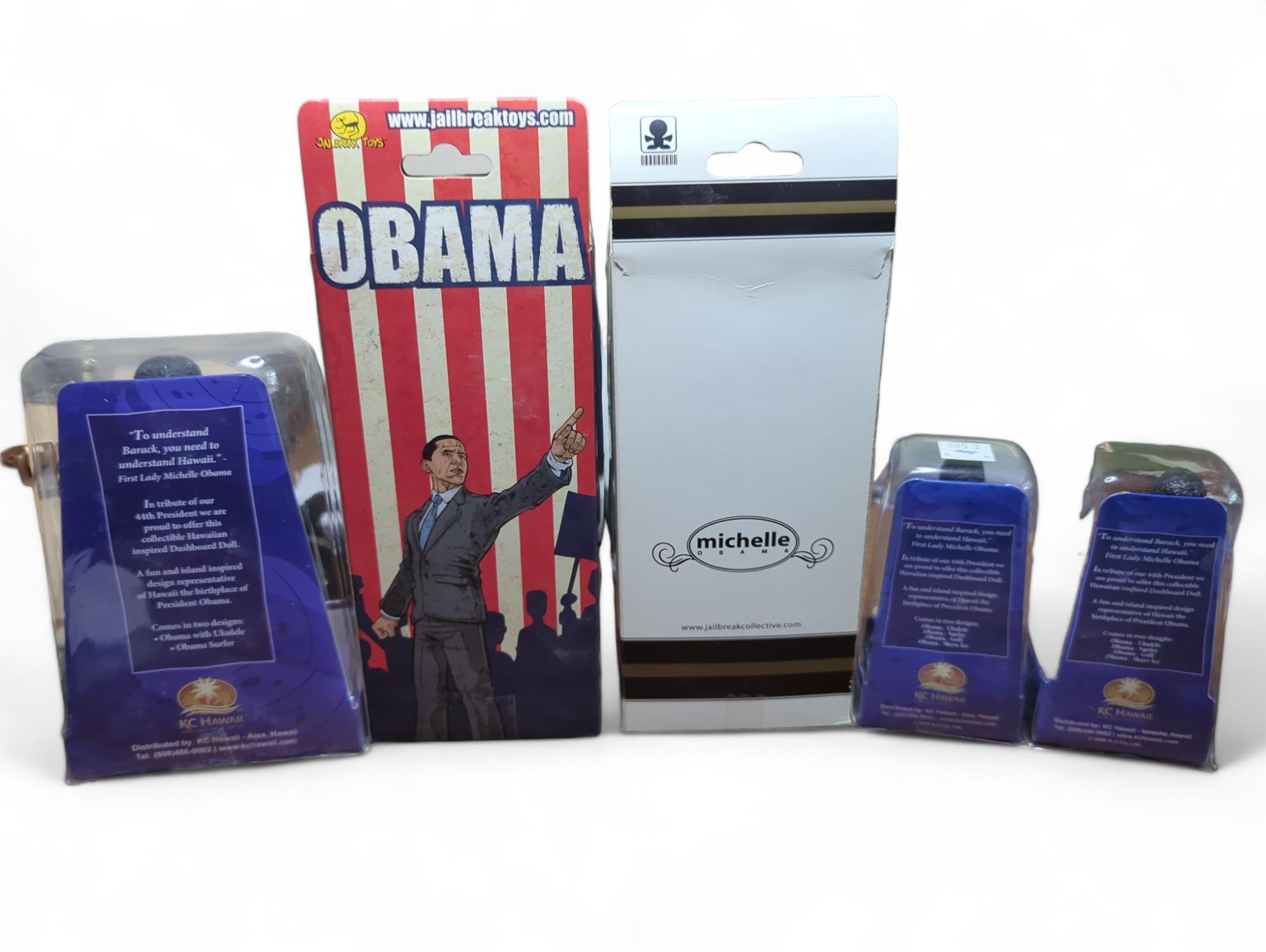 Barack and Michelle Obama action figures and bobblehead dolls