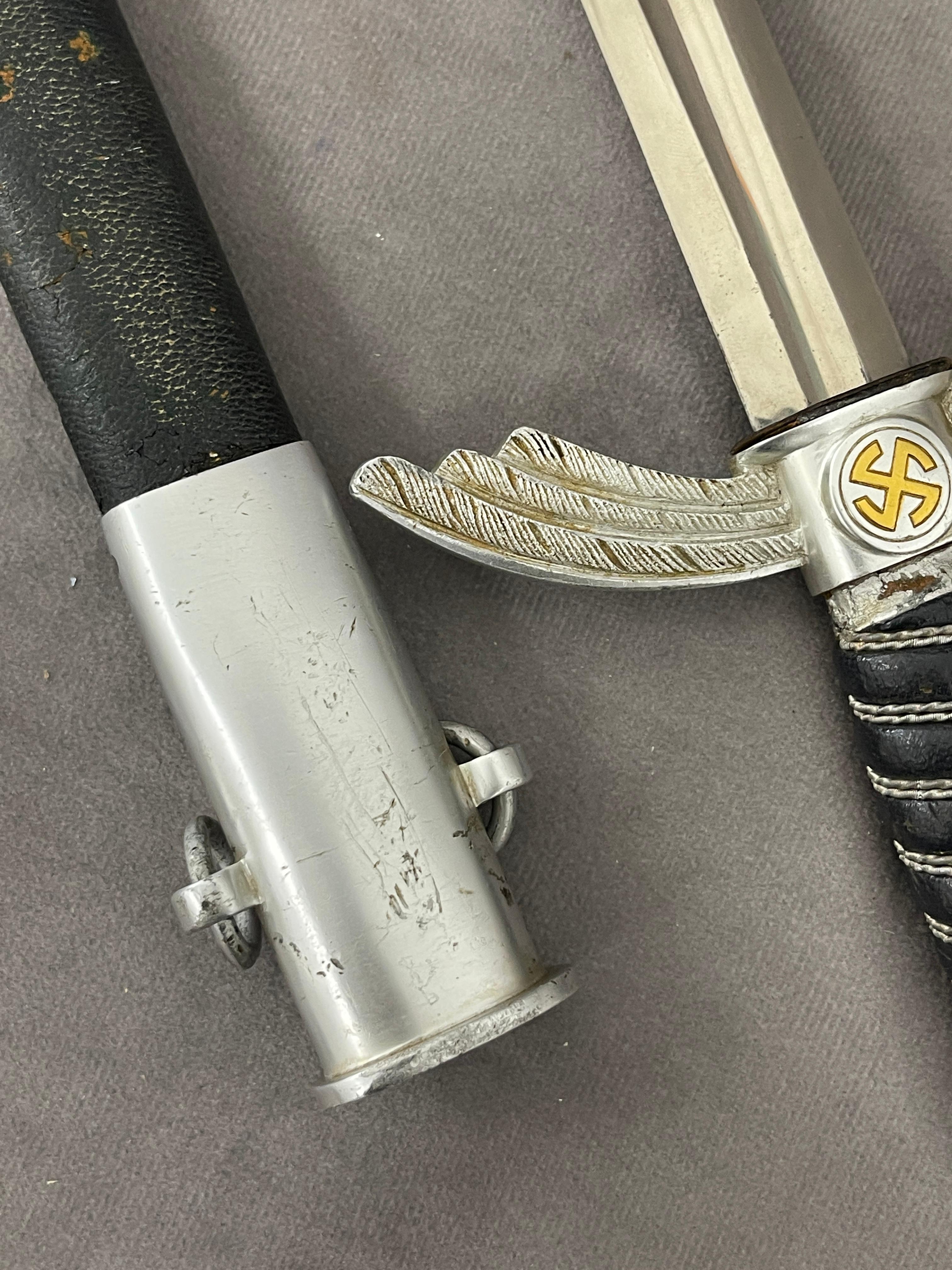 Third Reich Luftwaffe Officers Parade Sword W/ Scabbard German Paul Weyesbert