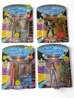 Four vintage Playmates Star Trek TNG action figures