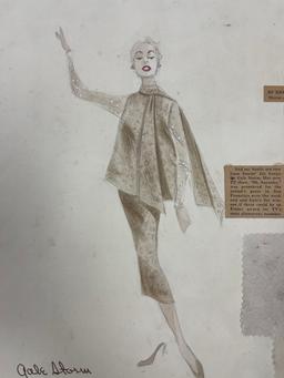 Vintage Sketch Art Costume Design Drawing Production By Bob Robert Carlton Size 11"x14"