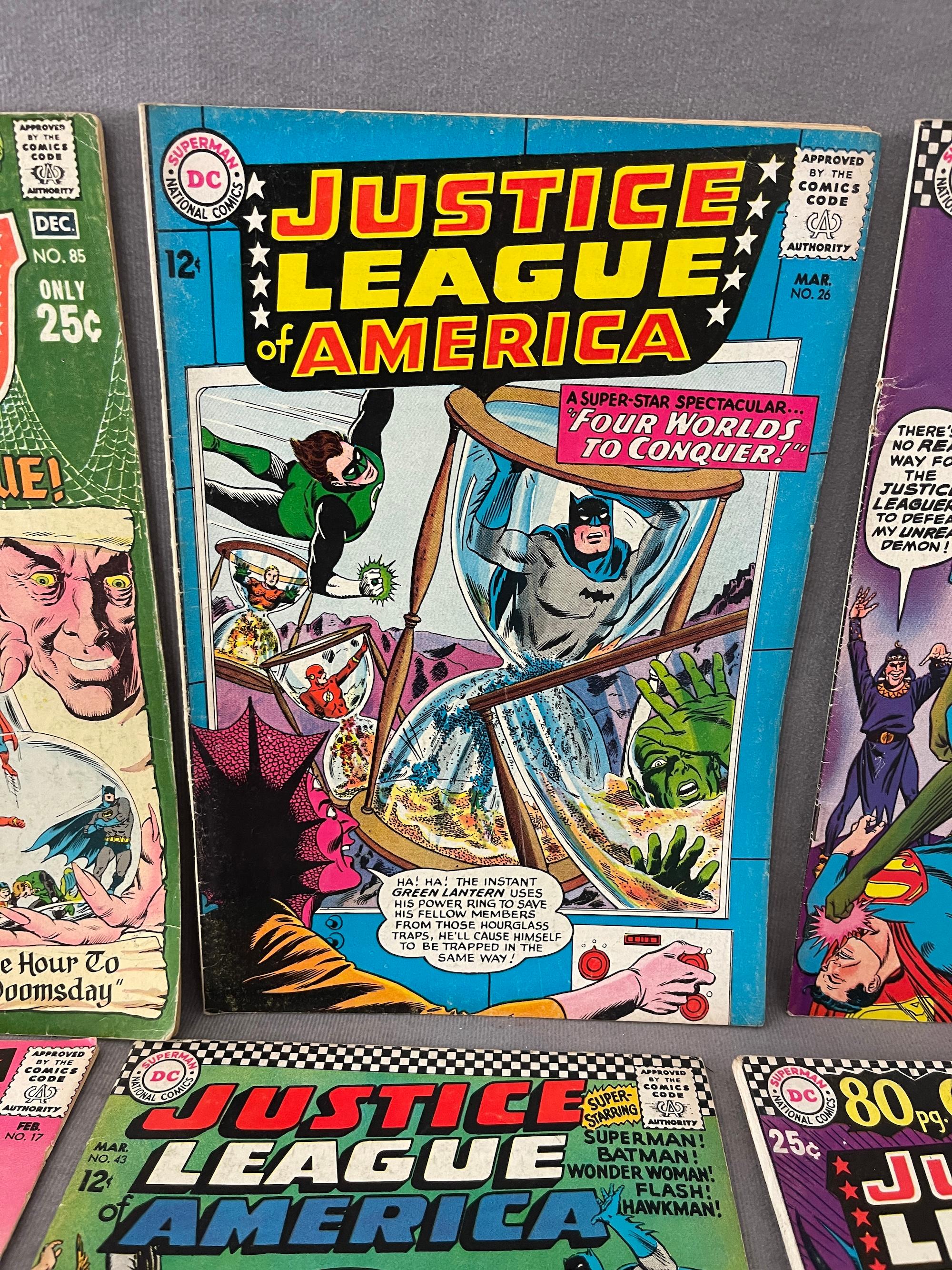 VINTAGE COMIC BOOK COLLECTION JUSTICE LEAGUE OF AMERICA 26, 49, 85, 48,43, 17 LOT 6