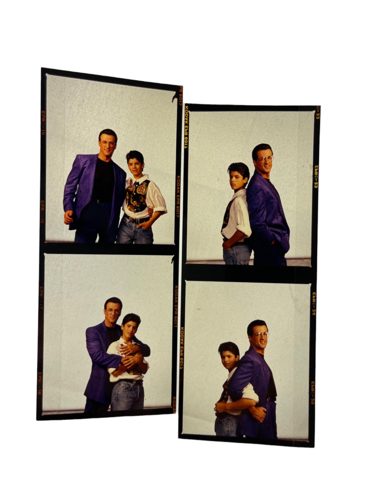 COLOR PHOTO NEGATIVE SYLVESTER STALLONE AND HIS SON