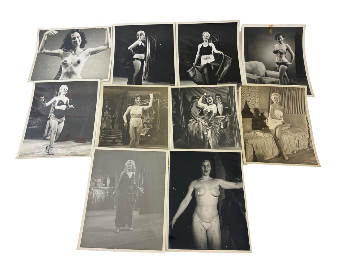 Vintage 1950's Original Burlesque Nude Pin up Model Risque Photo 8x10 Black & White Photographs