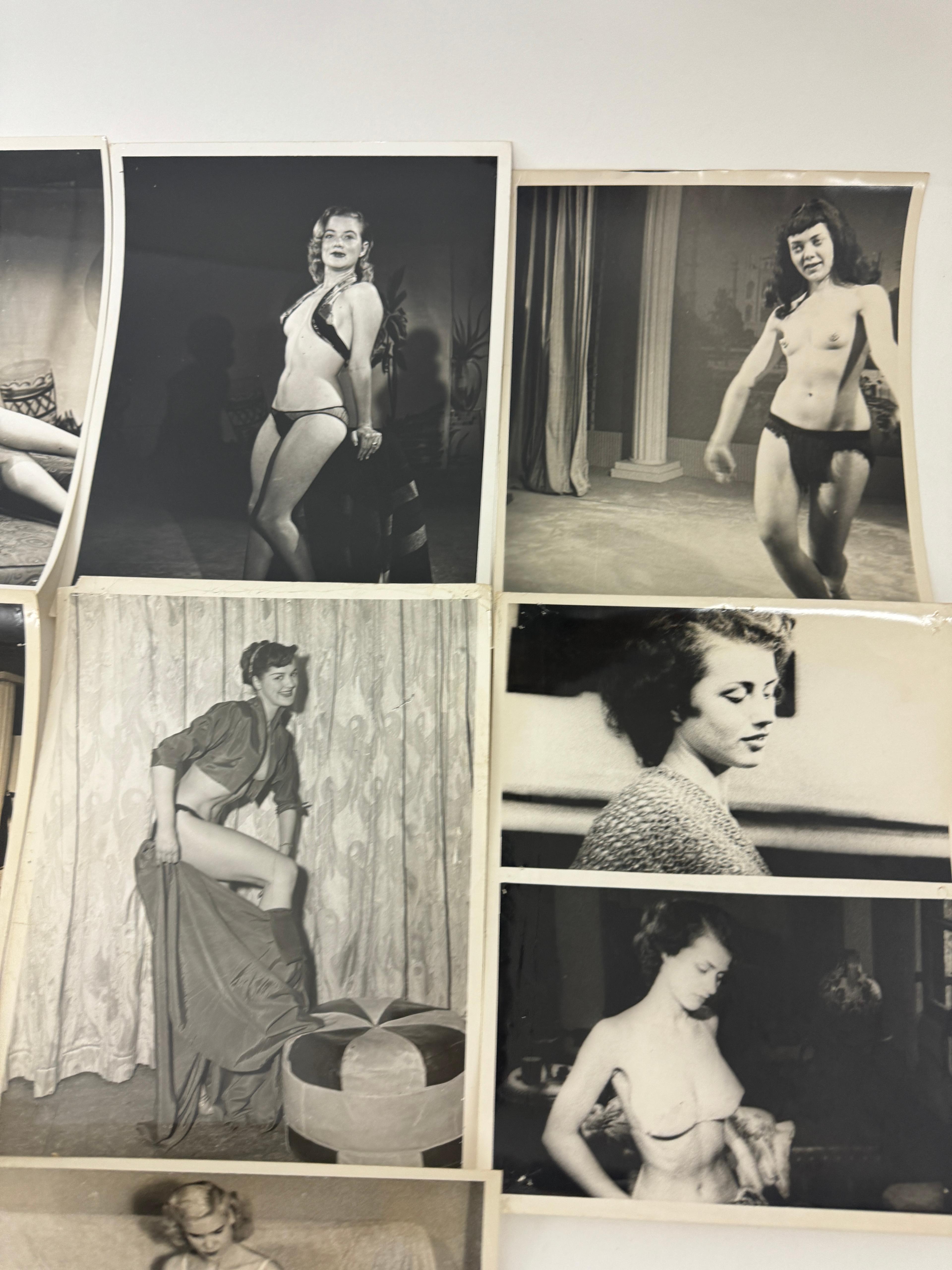 Vintage 1950's Original Burlesque Nude Pin up Model Risque Photo 8x10 Black & White Photographs