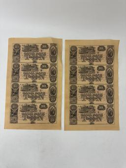 New Orleans Canal Bank Uncut Sheet $10 Obsolete Currency Notes LOT 2