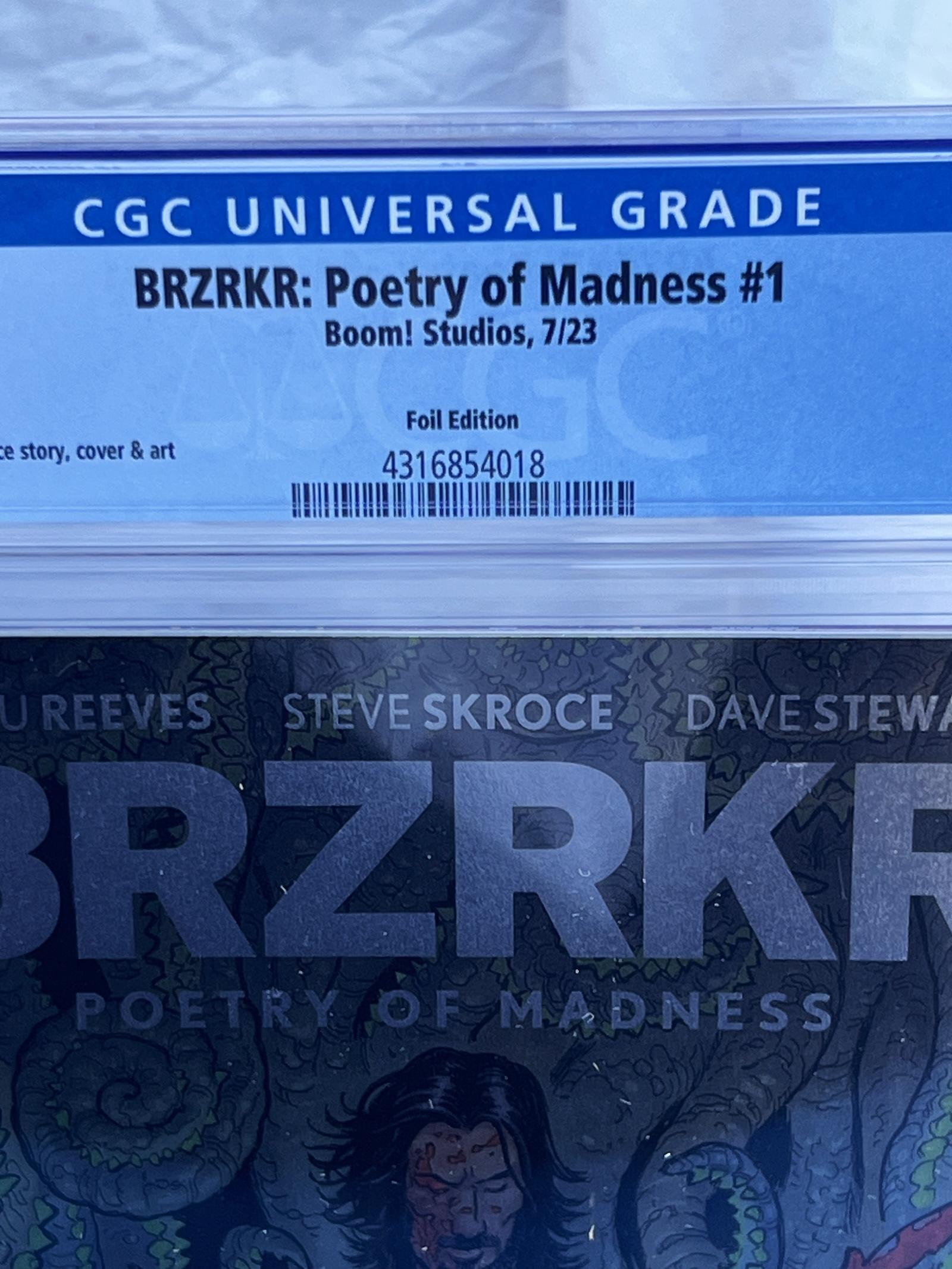 Comic Book BRZRKR: POETRY OF MADNESS #1 ~ FOIL VARIANT CGC 9.8 BOOM 2023