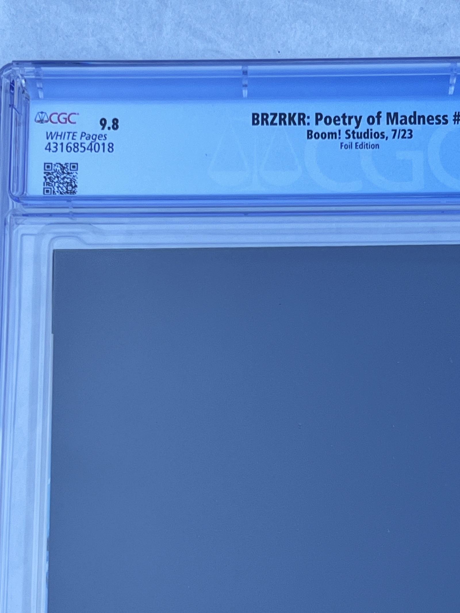 Comic Book BRZRKR: POETRY OF MADNESS #1 ~ FOIL VARIANT CGC 9.8 BOOM 2023