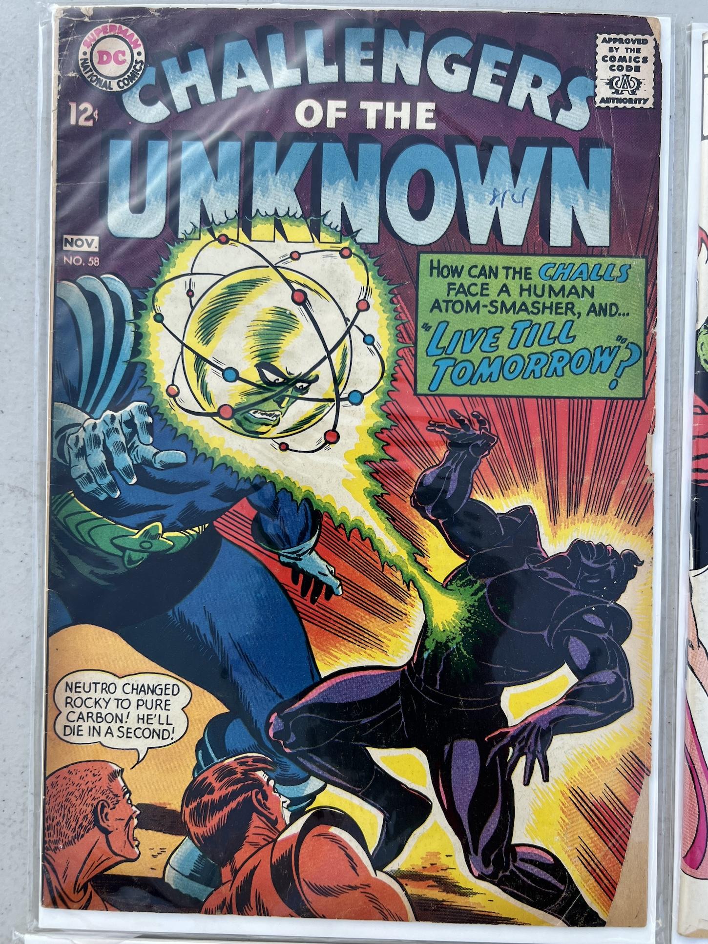 COMIC BOOK CHALLENGERS OF THE UNKNOWN 58, MARVEL UNIVERSE 7, X-MEN 282