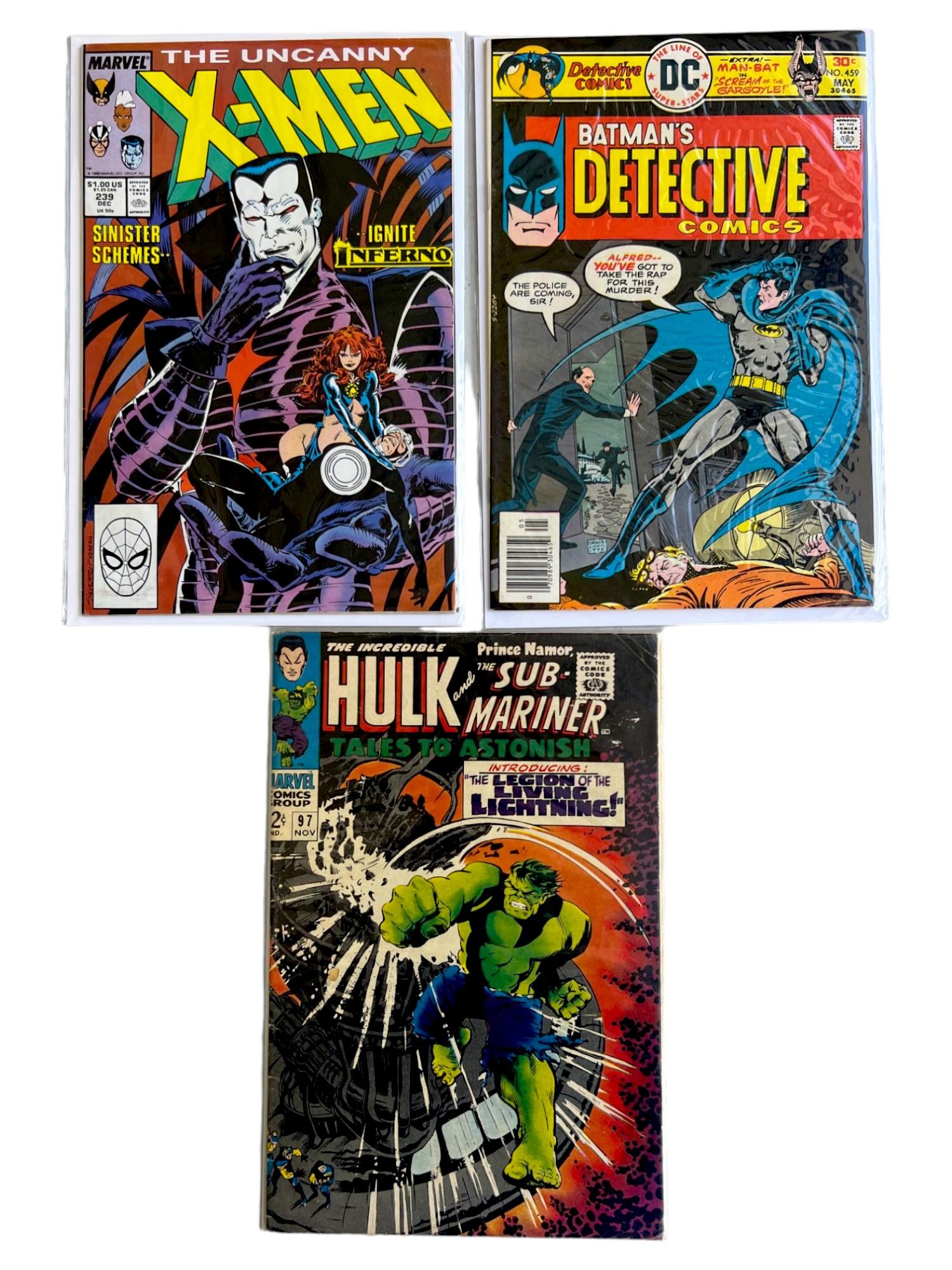 Comic Book X-Men 239, Batman Detective 459, Hulk Sub-Mariner 97