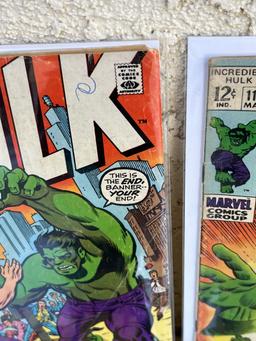 COMIC BOOK Incredible Hulk 111, 130, 115, 113 MARVEL 12 c