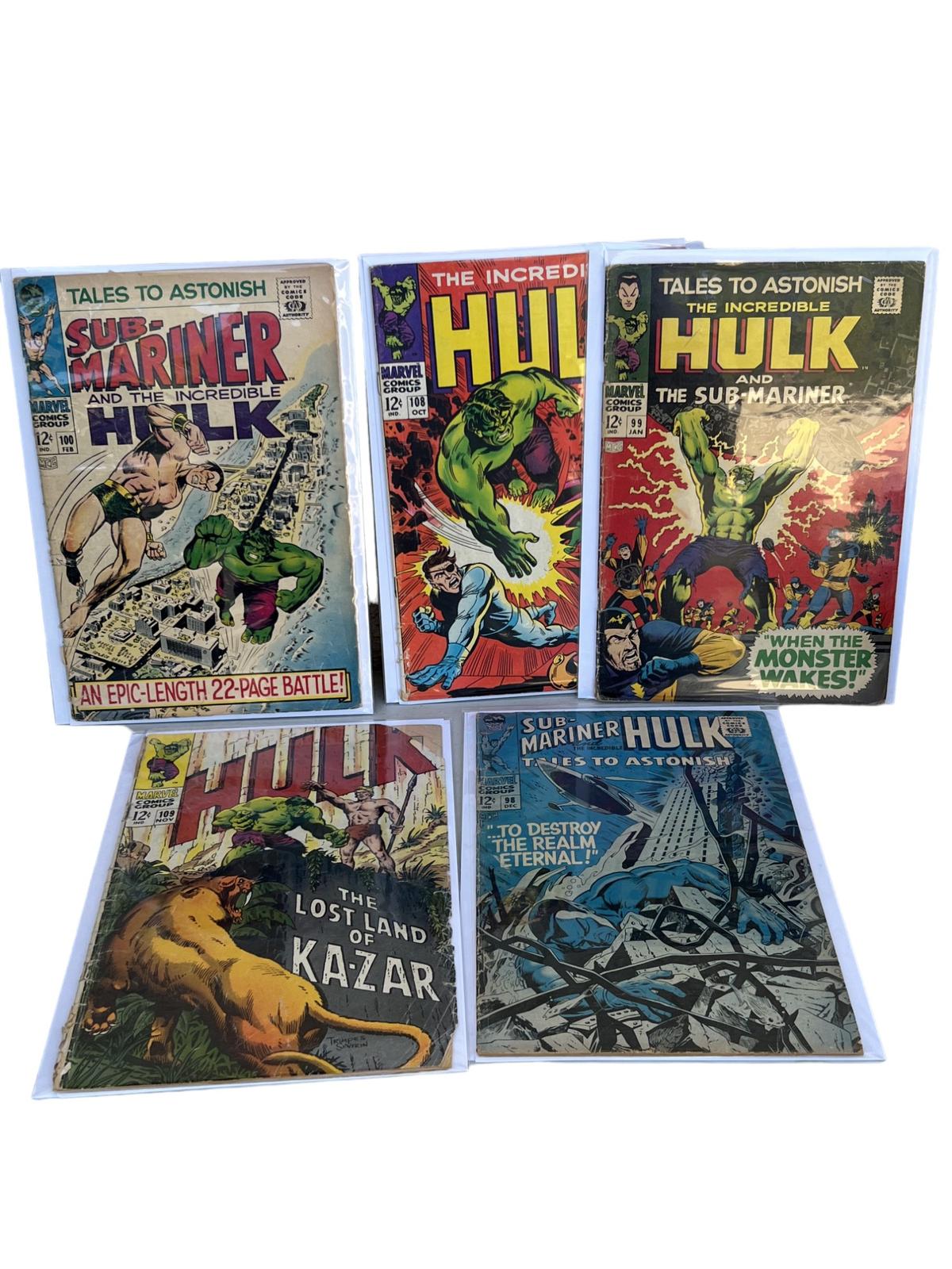 COMIC BOOK Incredible Hulk 109, 98, 99, 108 100 MARVEL 12 c