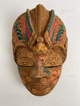 Hand Carved Wood Batik Mask Java Art