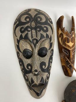 Wood Hand Carved African Indonesian Jamaican Mask Collection