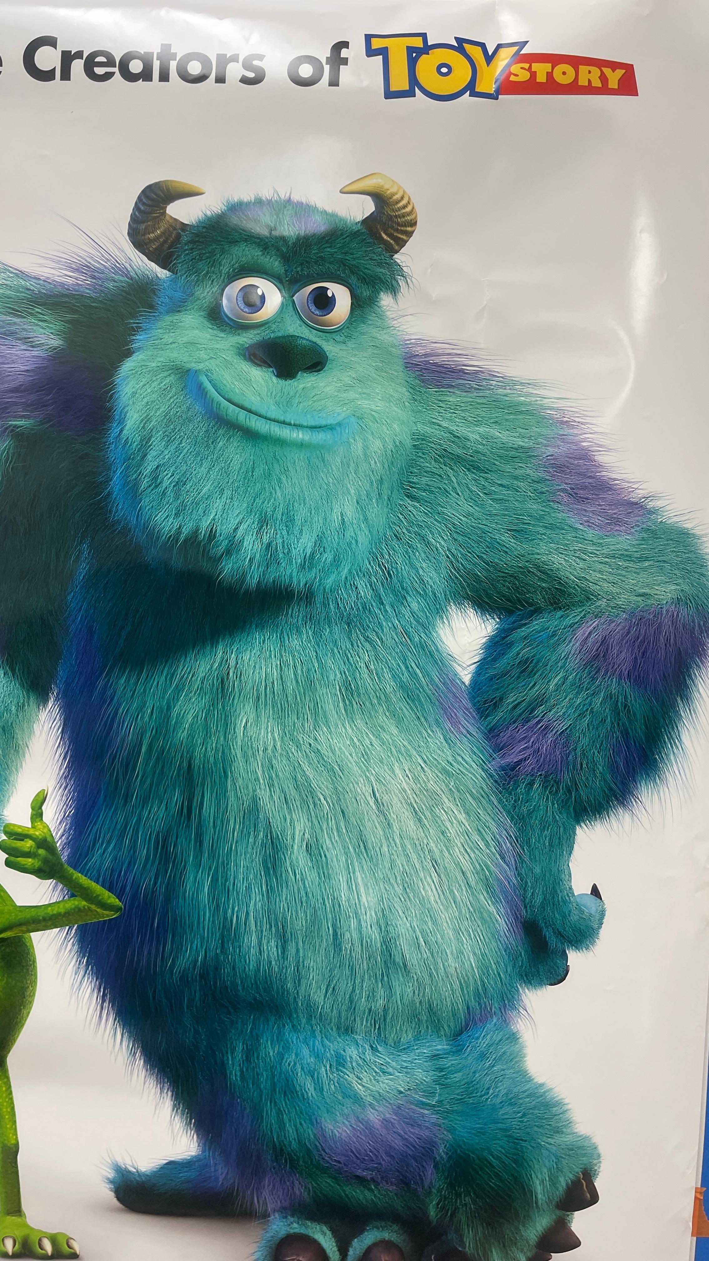 Monsters Inc. Original Movie Theatre Poster Disney Pixar 2 sided Original 27x40