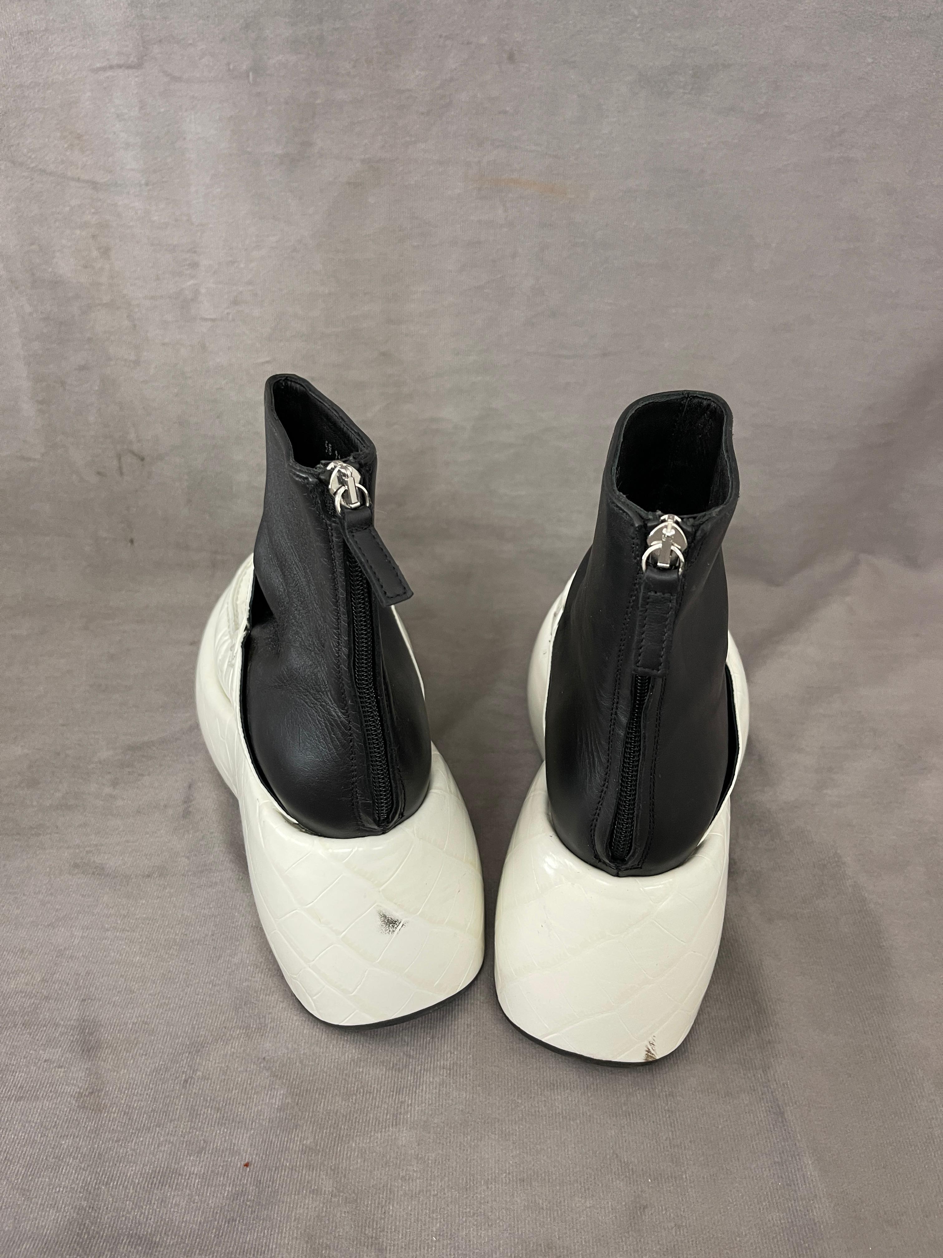 Loewe Black & White Wedge Loafer Boots Made in Italy