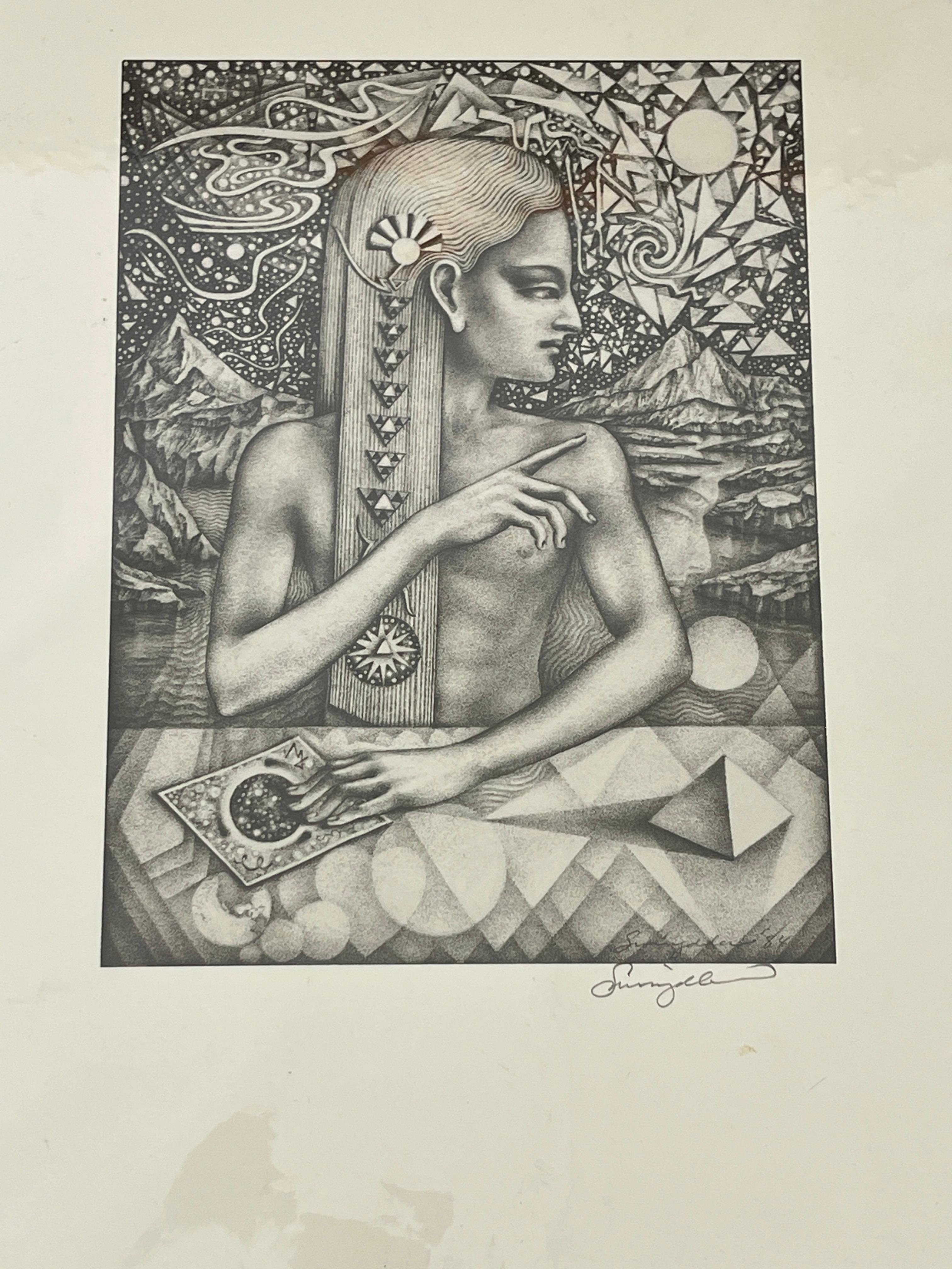 Visionary Art of John Swingdler 'Oracle' and 'The Wanderes' Repro Signed in Pencil