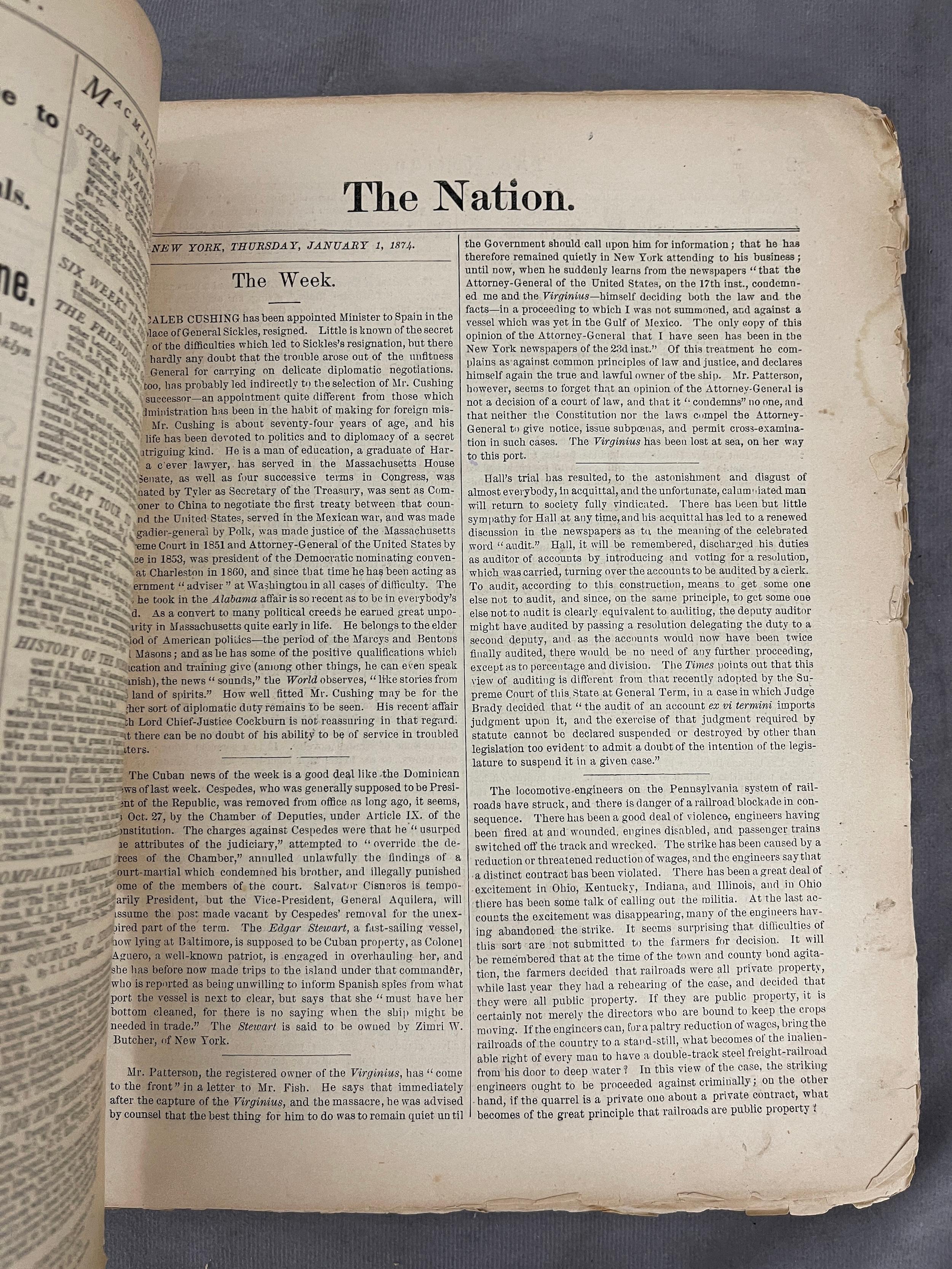 Vintage Antique Book 'The Nation' 1874 VOL.XVIII #444