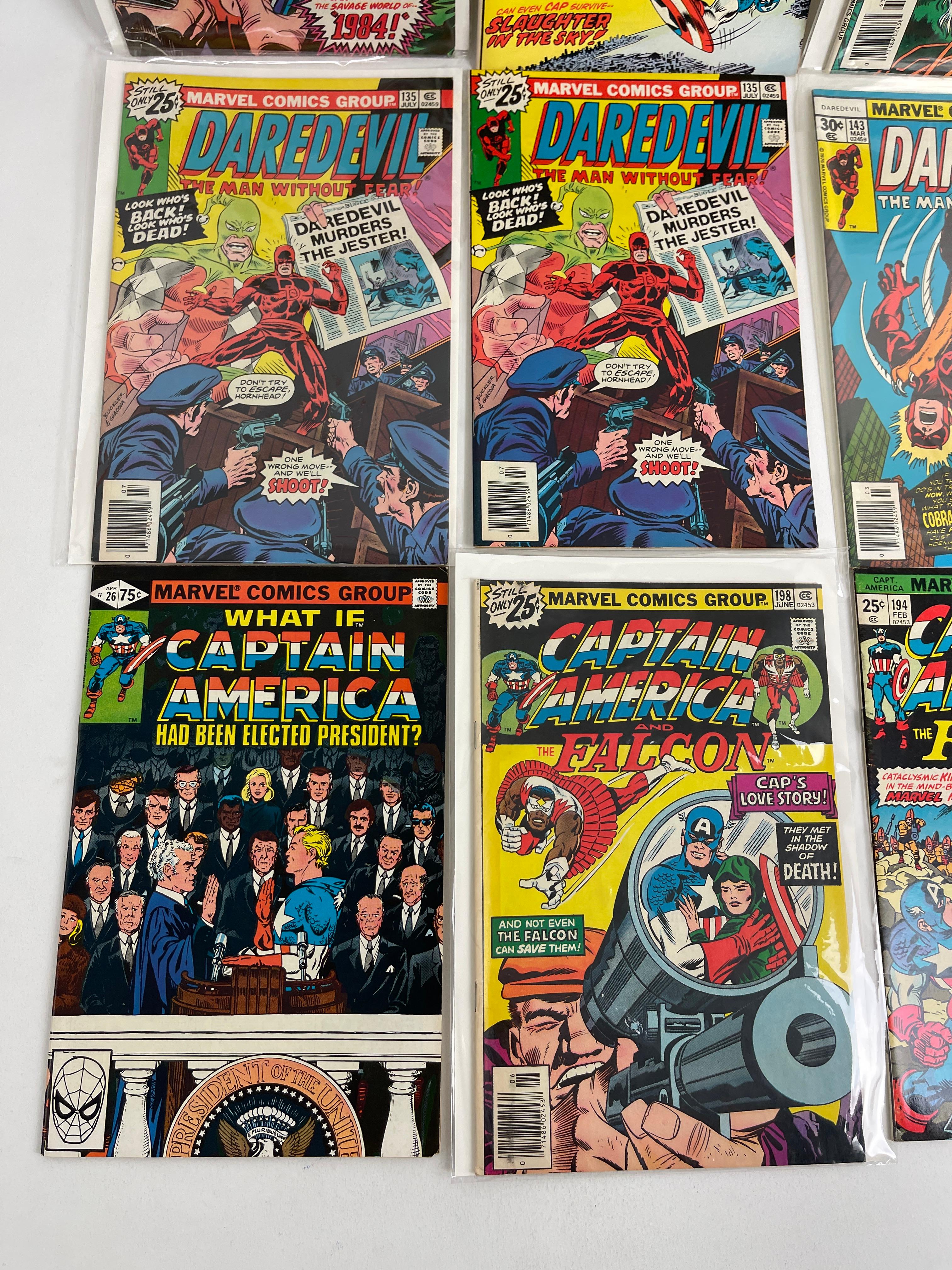 Vintage Daredevil and Captain America Mixed Marvel Comic Book Collection Lot of 9
