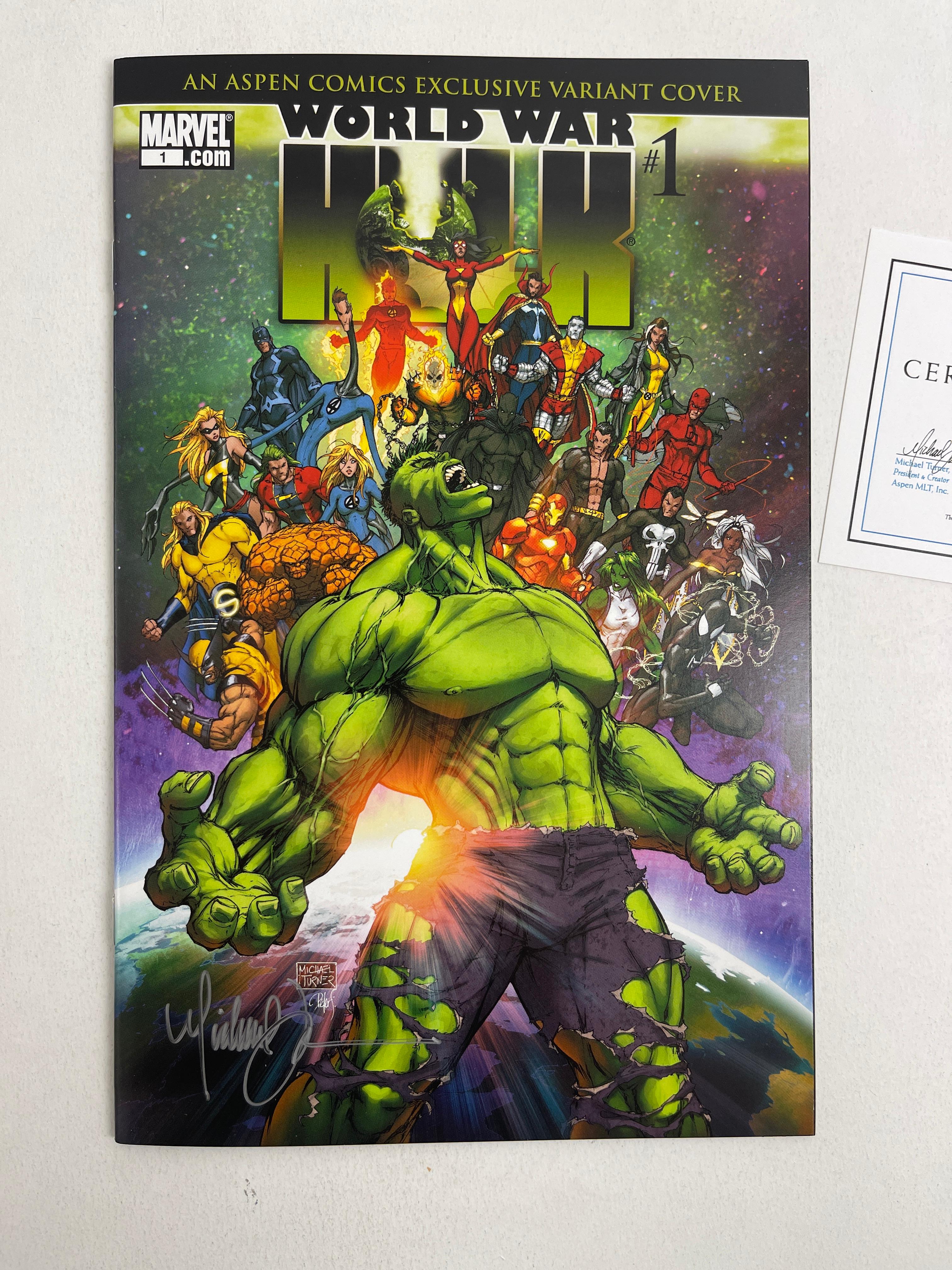 World War Hulk #1 Michael Turner Signed Comic Book with Aspen COA