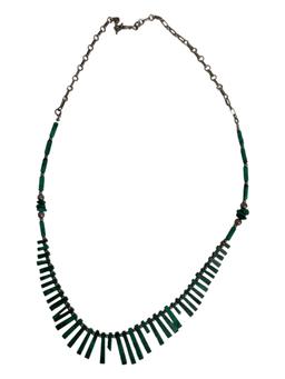 STERLING SILVER GREEN MALACITE  VINTAGE NECKLACE