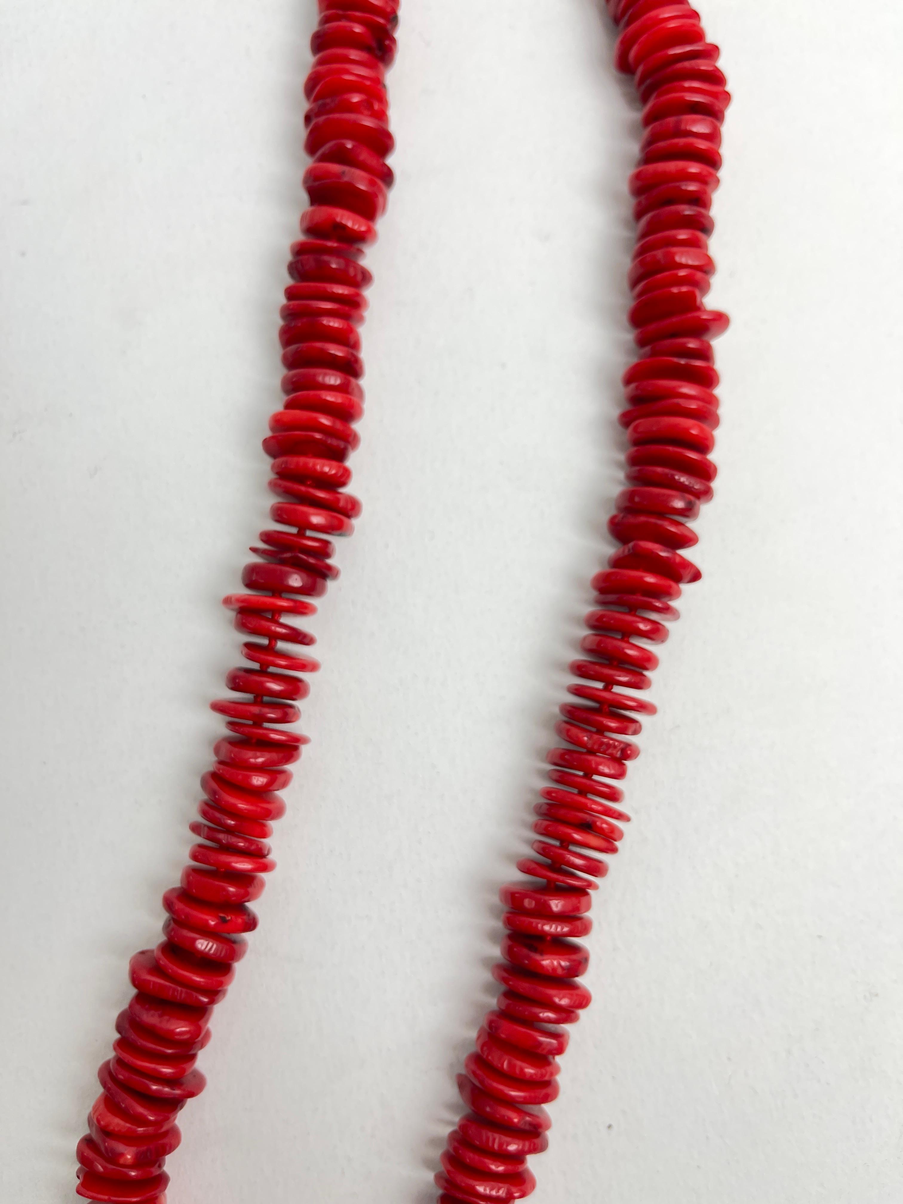 STERLING SILVER CORAL NATIVE AMERICAN VINTAGE NECKLACE