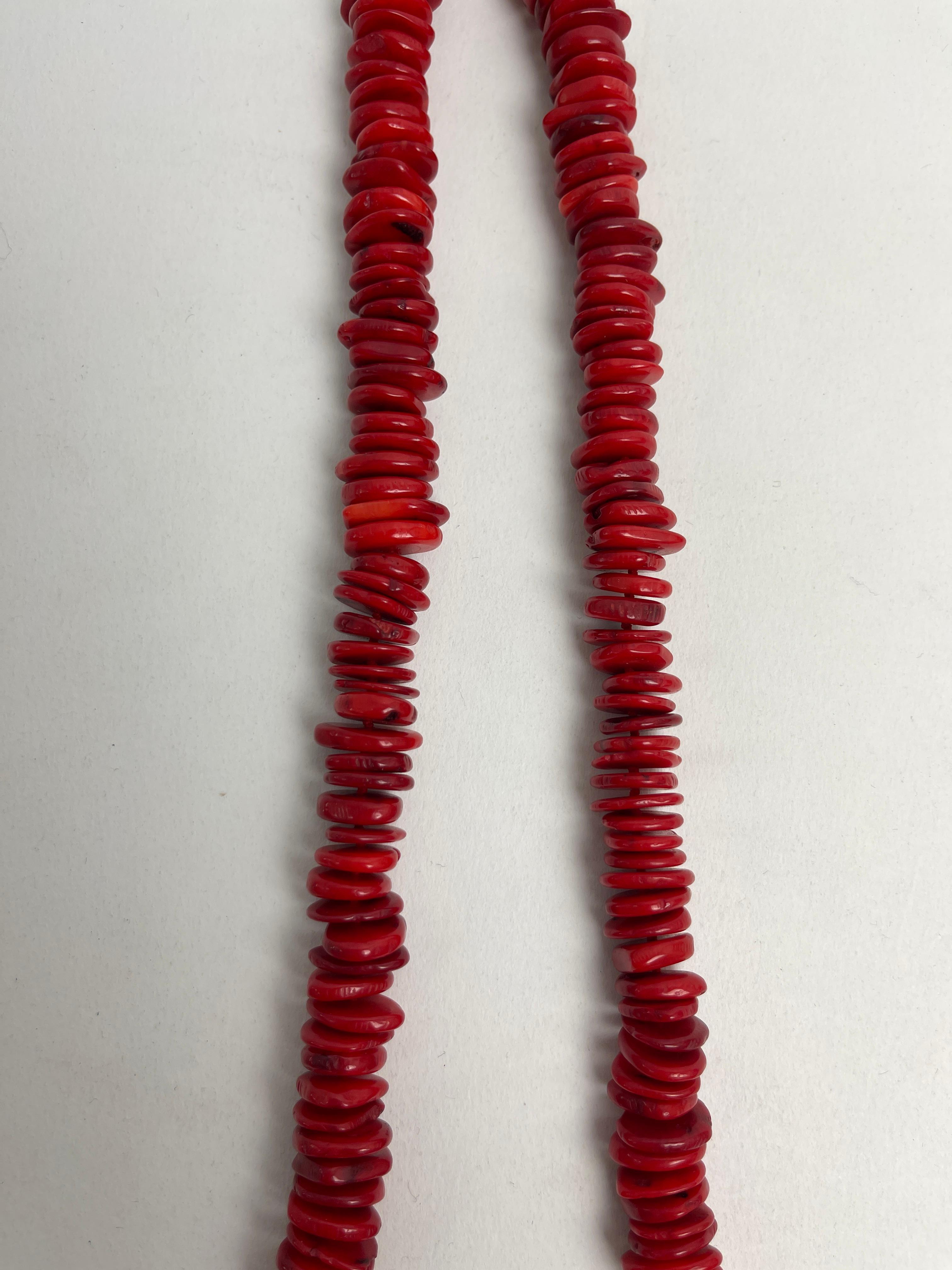 STERLING SILVER CORAL NATIVE AMERICAN VINTAGE NECKLACE