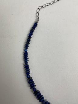 STERLING SILVER LAPIS NATIVE AMERICAN VINTAGE NECKLACE