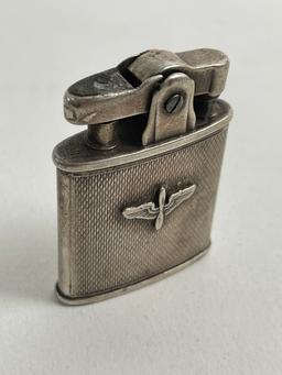 STERLING SILVER RONSON LIGHTER WW2 AIRFORCE WINGS VINTAGE