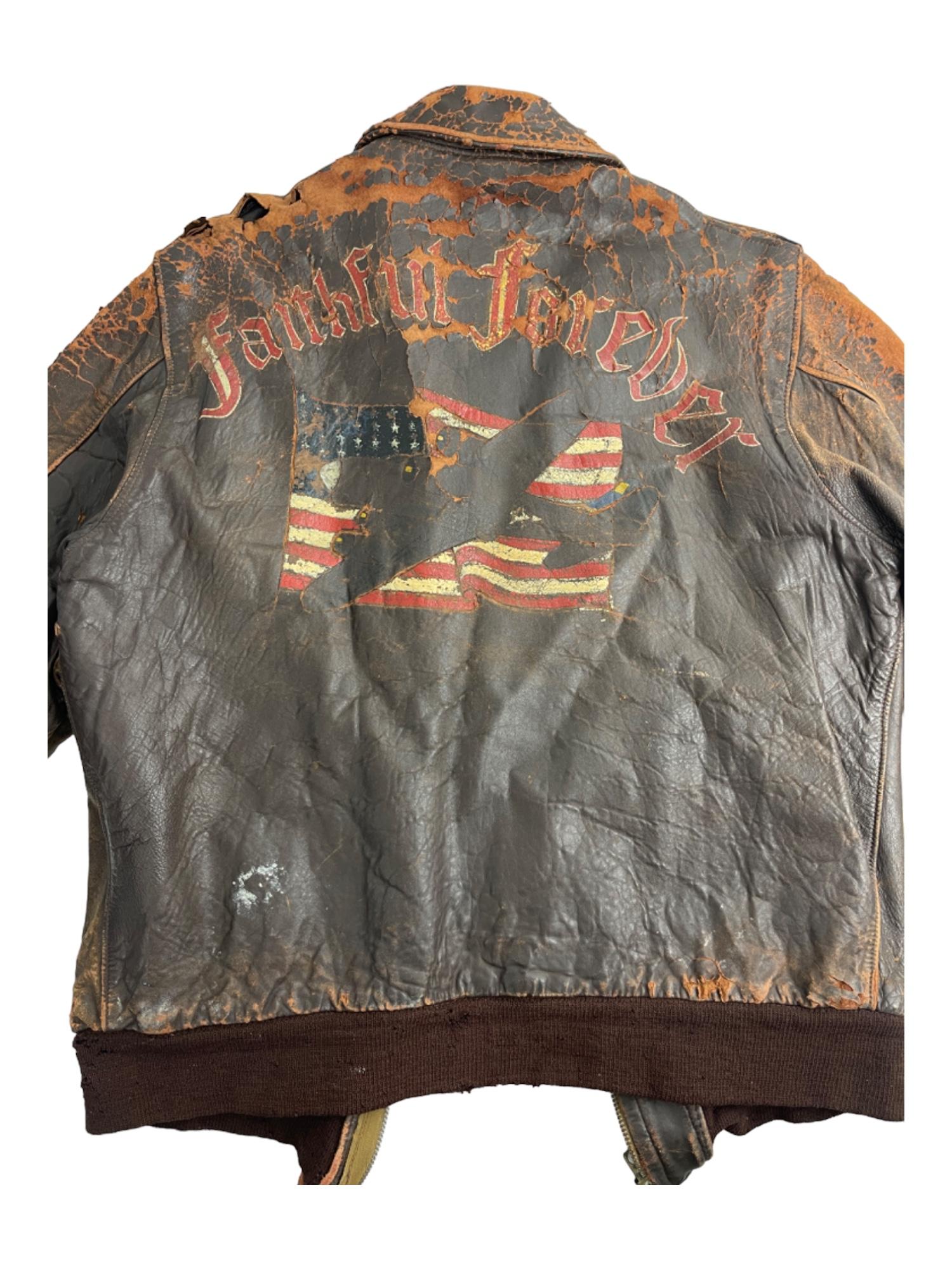 Vintage 1940s WW2 World War 2 American Painted Bomber jacket leather