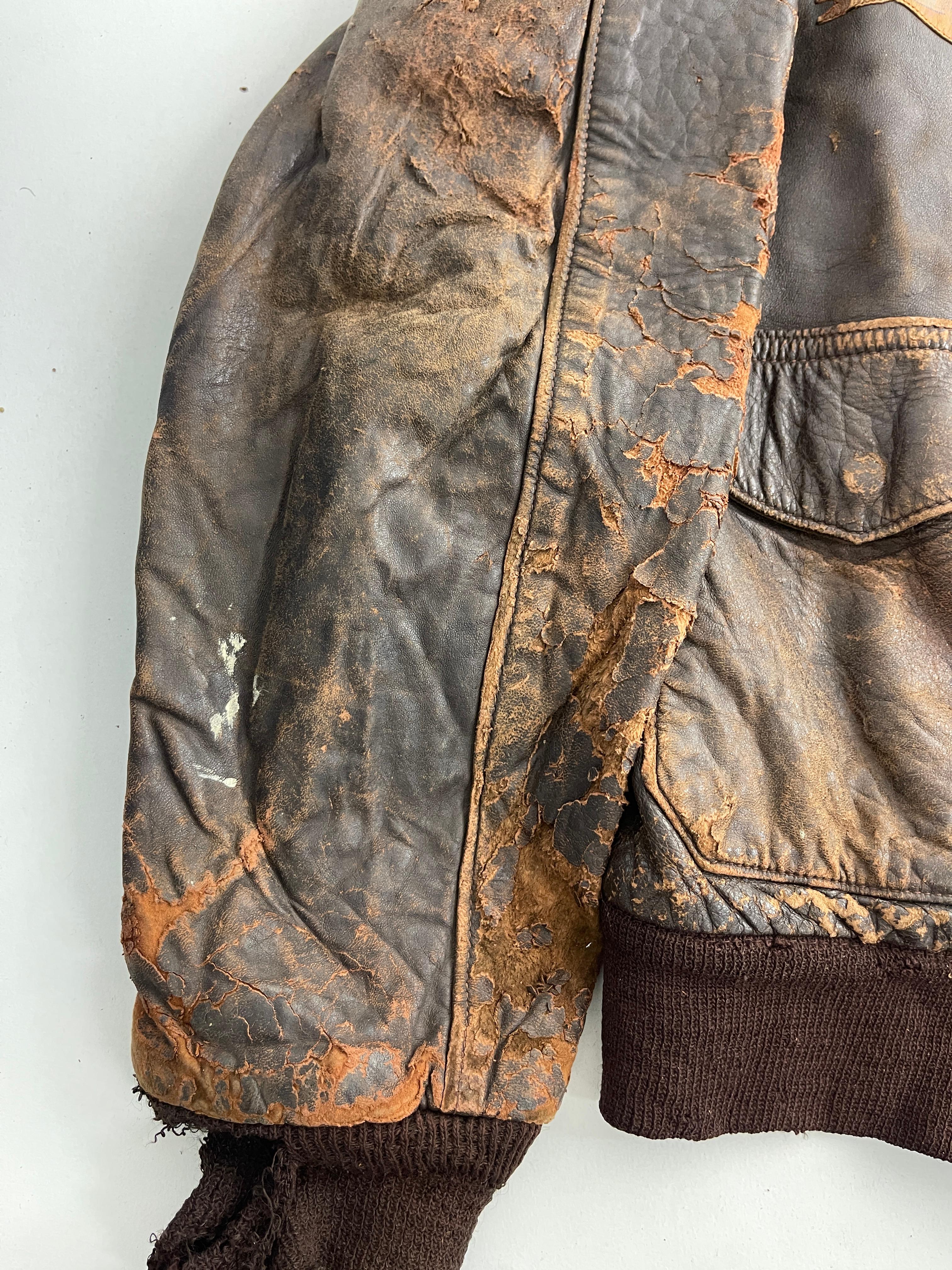 Vintage 1940s WW2 World War 2 American Painted Bomber jacket leather