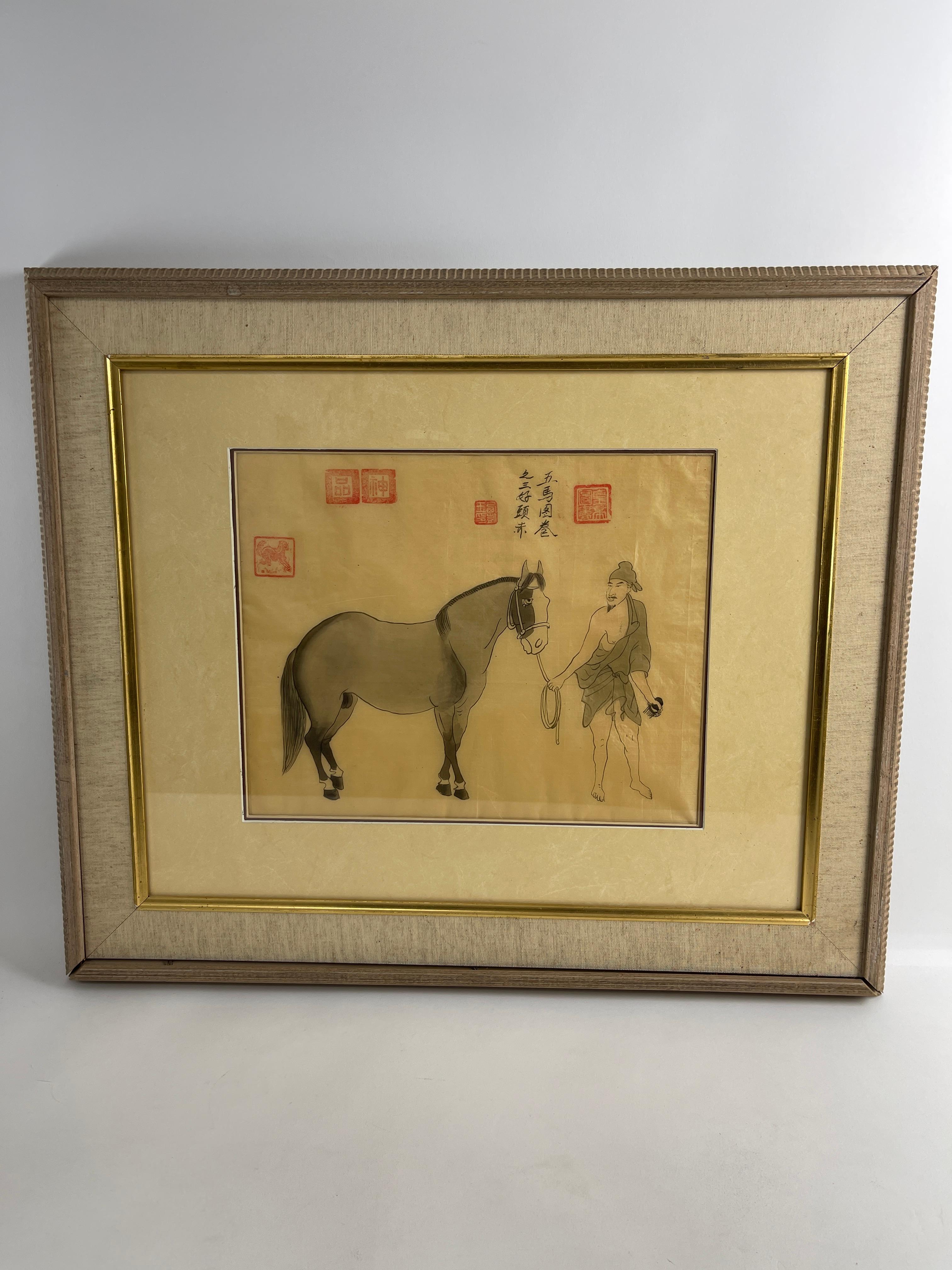 ANTIQUE CHINESE WATERCOLOR PAINTING ART FRAMED IMPORTANT