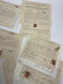 US CIVIL WAR PERIOD AFFIDAVIT PAPERS WITH STAMPS LOT 20