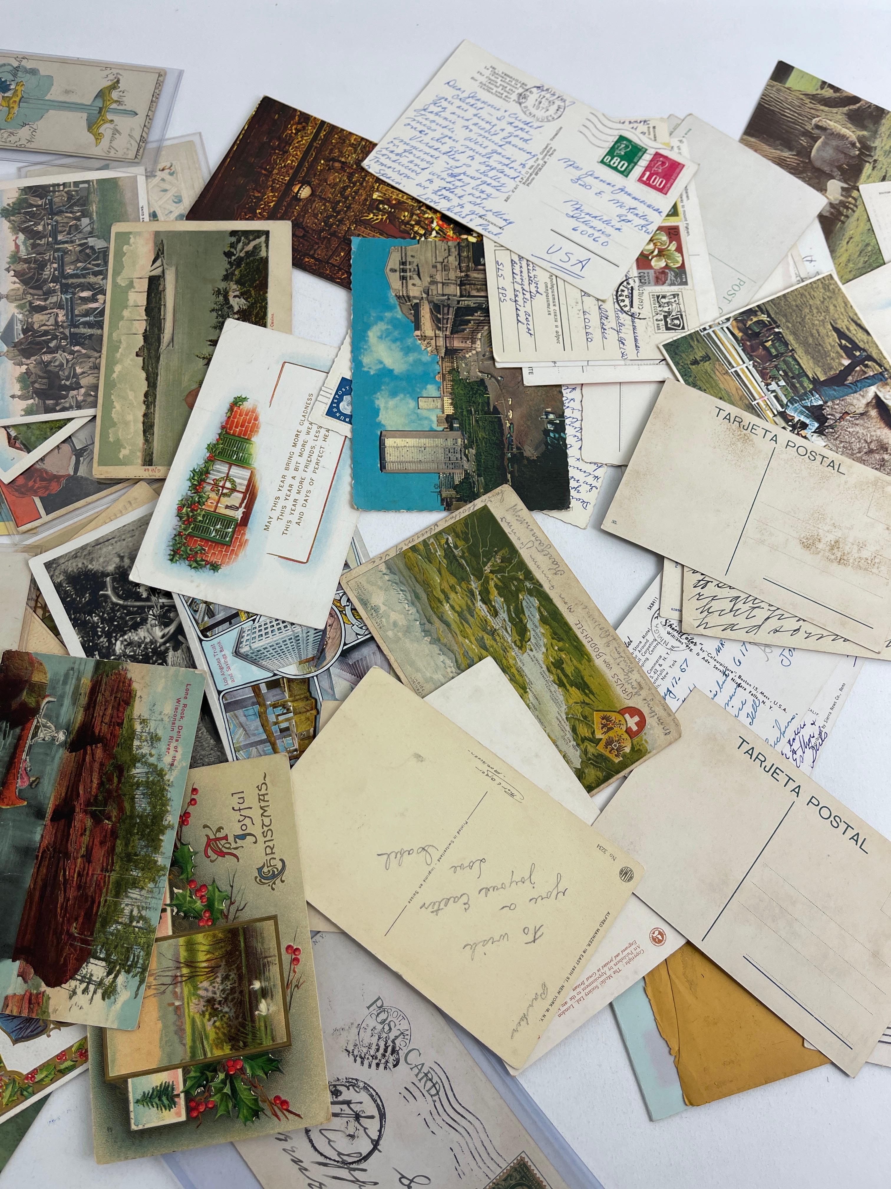 OLD VINTAGE POSTCARD STAMPS COLLECTION LOT