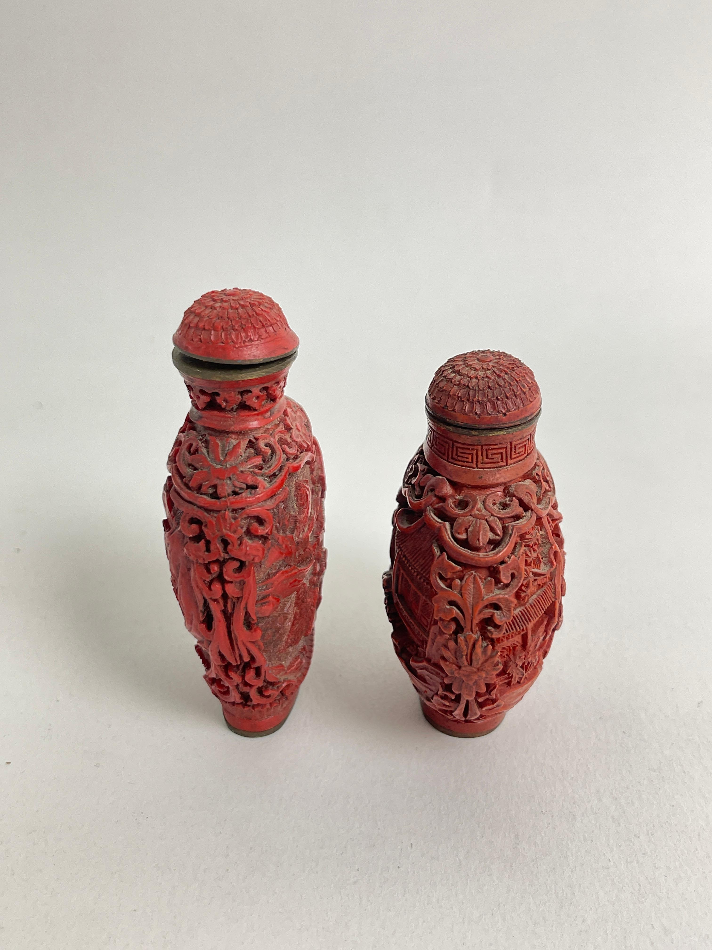 Vintage Chinese cinabar snuff bottle seal collection lot 2