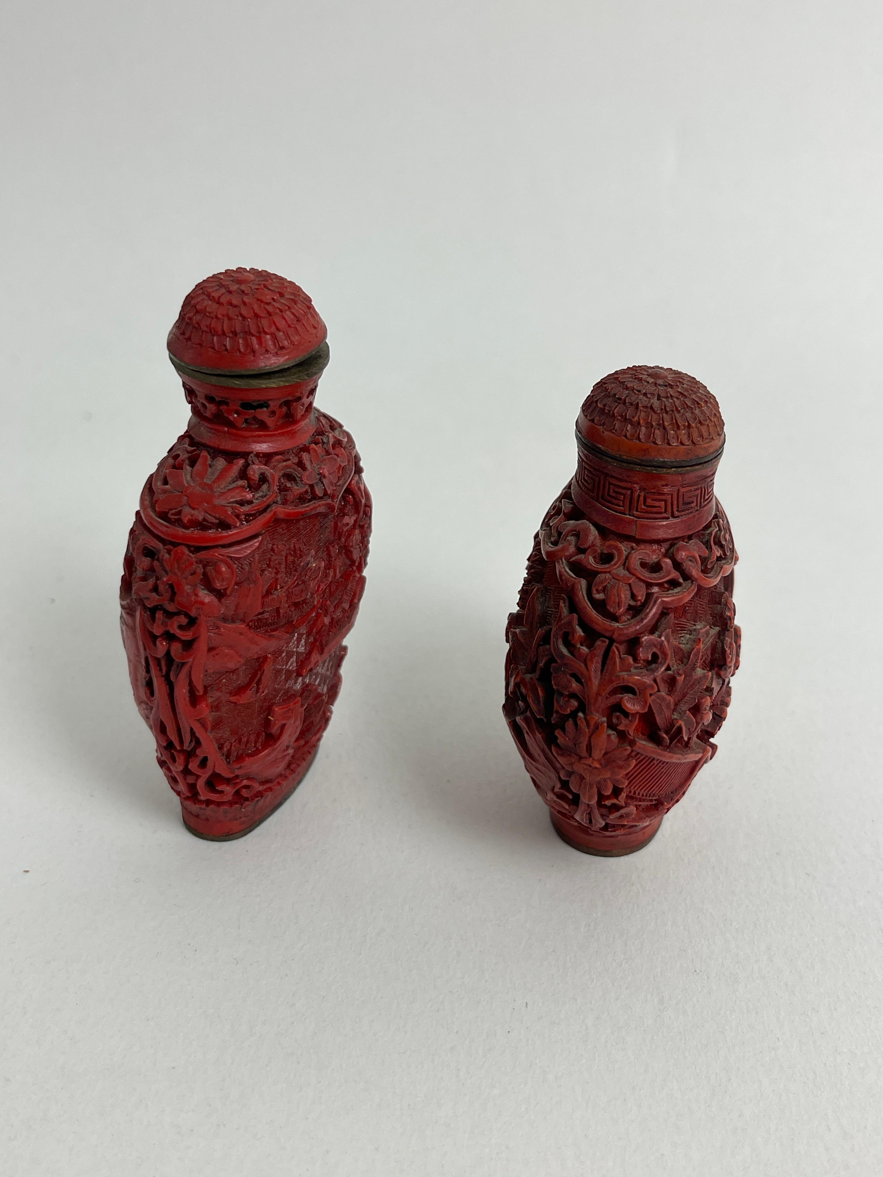 Vintage Chinese cinabar snuff bottle seal collection lot 2