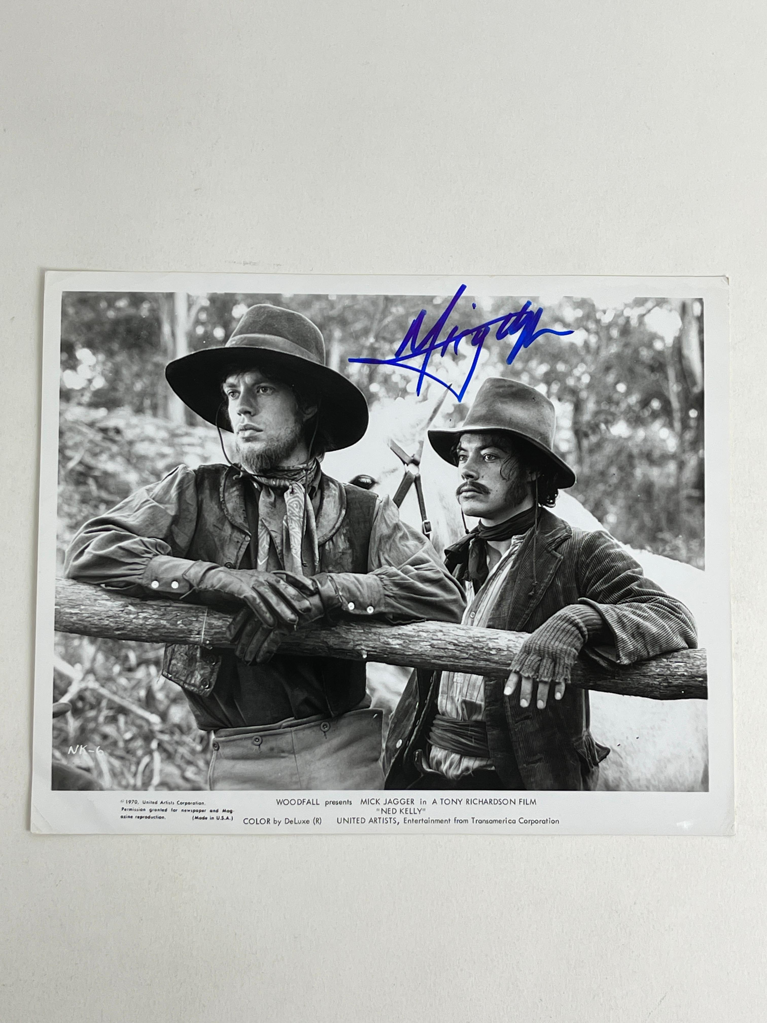 ORIGINAL BLACK AND WHITE PHOTOGRAPHY MICK JAGGER SIGNED ROLLING STONES MOVIE NED KELLY