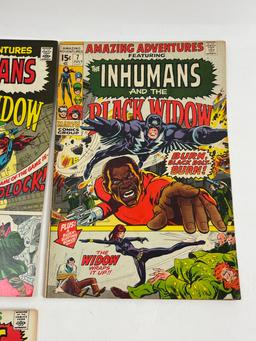 Vintage The Inhumans and the Black Widow #1, #3, #4, #7 Marvel Comic Book Collection Lot of 4