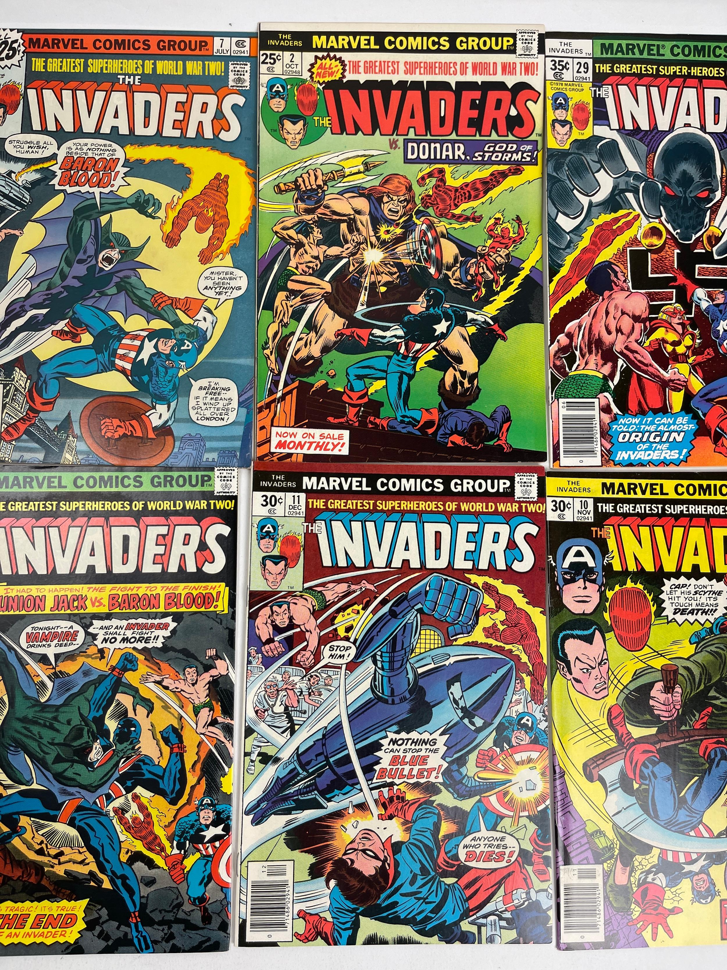 Vintage The Invaders Marvel Comic Book Collection Lot of 10