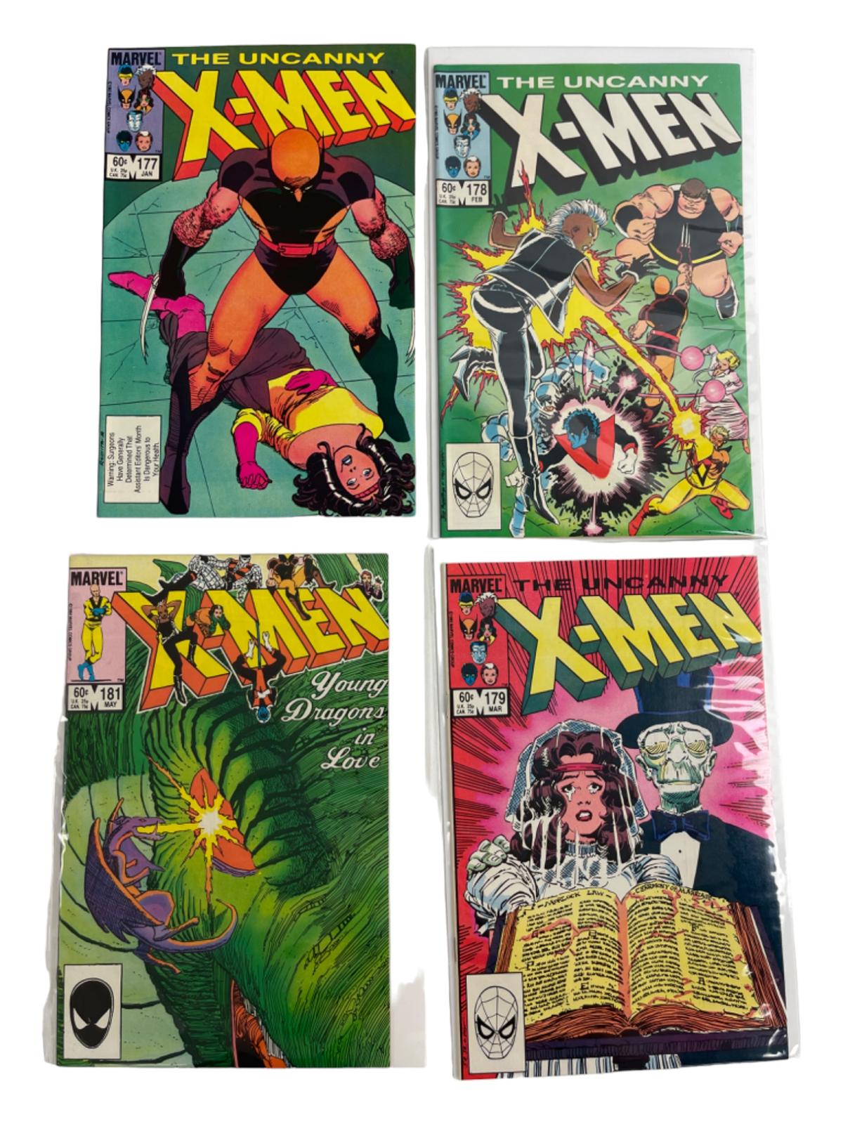 X Men The Uncanny Vintage Marvel Comic Book #177, #178, #179, #181 Collection Lot of 4