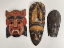 Vintage African Hand Carved Wood Masks