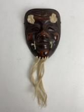 Japanese Okina Noh Wood Mask Carving with Stamp