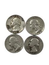 Vintage Silver Washington Quarter Value Coin Collection Lot of 4