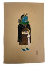 Original Painting of Hopi Seed Carrier Kachina Signed 1959