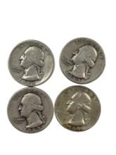 Vintage Silver Washington Quarter Value Coin Collection Lot of 4