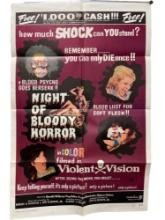 Vintage Original 1969 "Night of Bloody Horror" Horror Movie Film Poster